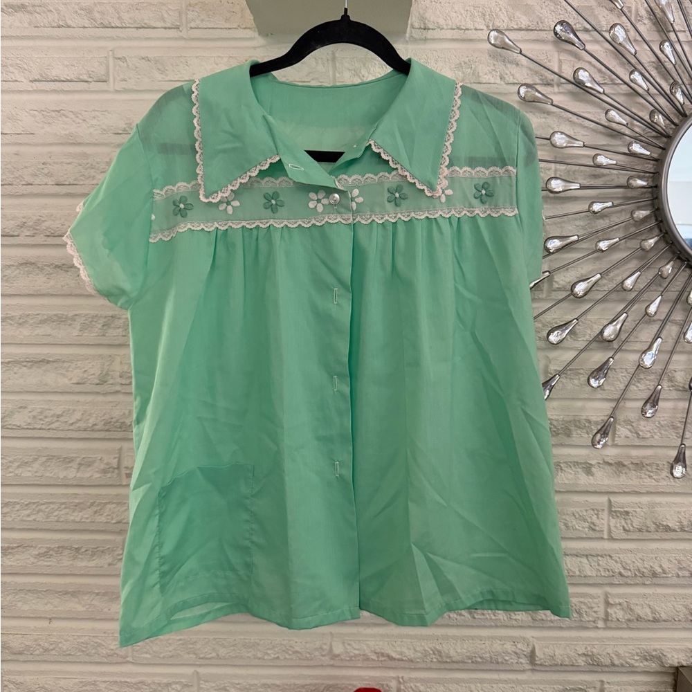 Mint Green Embroidered Women's Top